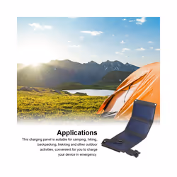 USB Solar Panels 20W Outdoor Foldable Emergency Phone Charger Camping Hiking Backpacking Charging Plate Camouflage - Black