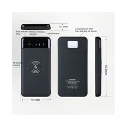 12000mAh Wireless Power Bank Foldable Solar Charger Powerbank Portable External Battery Pack for iphone 11 12 X Xiaomi Poverbank - 5pc Solar panels
