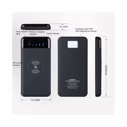 12000mAh Wireless Power Bank Foldable Solar Charger Powerbank Portable External Battery Pack for iphone 11 12 X Xiaomi Poverb ...
