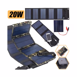 20W 5V Foldable Solar Panel Multifunctional Solar Charging Panel Outdoor Mobile Phone Power Battery Cells Charger for Camping ...