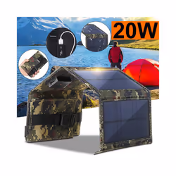 20W 5V Foldable Solar Panel Multifunctional Solar Charging Panel Outdoor Mobile Phone Power Battery Cells Charger for Camping - 20W 5V Champagne