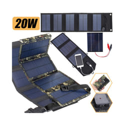 20W 5V Foldable Solar Panel Multifunctional Solar Charging Panel Outdoor Mobile Phone Power Battery Cells Charger for Camping - 15W 5V Black