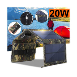 Camping Waterproof 20W 5V Folding USB Solar Panel Cells Portable Outdoor Emergency Charging Panel Phone Battery Charger - champagne