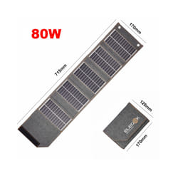 130W/80W Folding Solar Panel USB 5V Solar Charger Portable Solar Cell Outdoor Phone Power Bank for Camping Hiking + 3 in - 80W