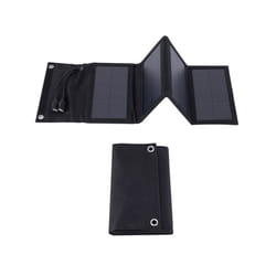 10W Foldable Solar Panel 5V 2USB Portable Foldable Waterproof for Cell Phone Power Bank Battery Charger Outdoor Camping - Black
