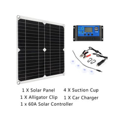 60W Solar Panel Kit Complete Camping Foldable  Power Station MPPT Portable Generator Charger 18V for Car Boat Caravan Camp - 280x280mm 60A