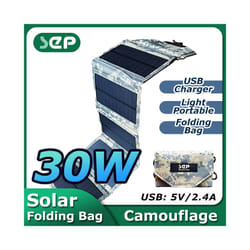30W Folding Solar Panel USB 5V Waterproof Solar Charger Portable Mobile Solar Power Bank for Outdoor Camping Hiking with - 5V