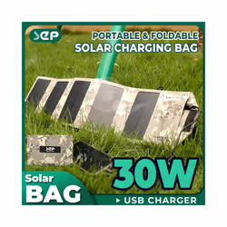 Solar Panel Bag Portable Lightweight 30W 5V Mono Waterproof Foldable Panel Charger Outdoor Emergency Hiking Backpacking - 30W