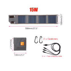 15W Foldable USB Solar Panel Outdoor Folding Solar Cell Charger Mobile Power Bank Climbing Camping Hiking Phone Outddor - 15W