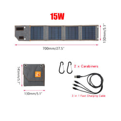 15W Foldable USB Solar Panel Outdoor Folding Solar Cell Charger Mobile Power Bank Climbing Camping Hiking Phone Outddor - 15W