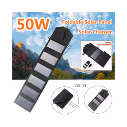 50W Foldable Solar Panel USB 5V Solar Charger Portable Panel Solar Solar Cells Outdoor Mobile Power Charger for Camping