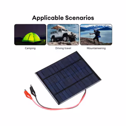 12V 10W Solar Panel Portable  Polysilicon Epoxy Panel Outdoor DIY Solar Charging Panel with Clip for 9-12V Battery Charging - 12V 10W