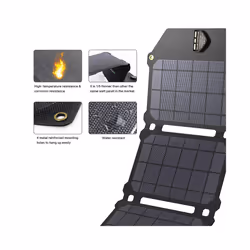 21W Solar Panel Solar Cells Portable Solar Charger Batteries Phone Charging for Sony iPhoneX Plus 11Pro iPad - Black