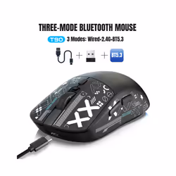 3 Modes Bluetooth Gaming Mouse Rechargeable USB Wireless RGB Backlight Mouse for iPad Tablet Laptop - Pink