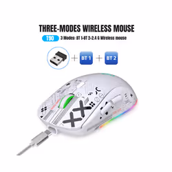3 Modes Bluetooth Gaming Mouse Rechargeable USB Wireless RGB Backlight Mouse for iPad Tablet Laptop - white