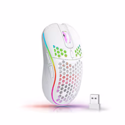 Wireless Gaming Mouse RGB Lighting Charging Mouse with Adjustable DPI Ergonomic Honeycomb Design for - Pink Silence