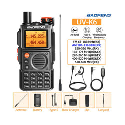 UV-K6 Air Band Walkie Talkie Wireless Copy Frequency Multi Band Type-C Portable UHF VHF Long Rang UV5R - Add H-771-Cable