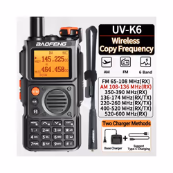 UV-K6 Air Band Walkie Talkie Wireless Copy Frequency Multi Band Type-C Portable UHF VHF Long Rang UV5R - Add H-771-Cable