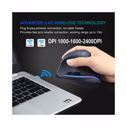 Lefon F35 Wireless Vertical Mouse Rechargeable Ergonomic Optical Mouse 2400 DPI Gaming Mice for Computer - purple
