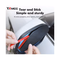 2PCS Carbon Fiber Sun Visor Shade Cover Car Rearview Mirror Rain Eyebrow Protector Clear Vision compatible for Rain Car Mirror Accessories