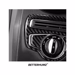 compatible for Mercedes Benz W205 C180 C200 C300 C Class 2017 Carbon Fiber Headlight Switch Knob Trim Frame Sticker  Accessorie