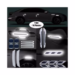 14 General-Purpose 3D Carbon Fiber Car Door Handle Stickers Scratch-Resistant Stickers Car Safety Reflective Strip Car access ...