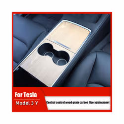 compatible for Tes-la Model 3 Y 2021-2023 Center Console Panel Sticker Wood Grain Film Carbon Central Control Cover  Accessories