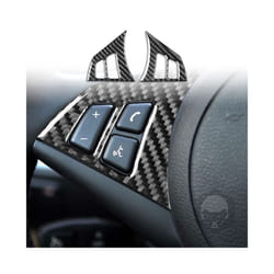 compatible for  5 Series E60 2004-2007 Carbon Fiber Steering Wheel Button Frame Trim Cover s Accessories Decoration Sticker