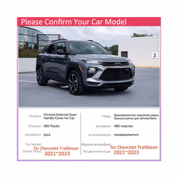 compatible for Chevrolet Trailblazer RSÂ LSÂ 2021~2023 Chrome Key Carbon Fiber Trim Catch Car Black Cap Stickers Door Handle Cover Accessorie