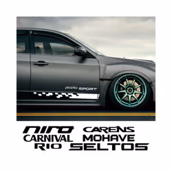 compatible for Kia RIO PICANTO CARENS CARNIVAL CERATO K5 MOHAVE NIRO SELTOS VENGA Auto Tuning Accessories 2PCS Car Door Side Stickers Decor