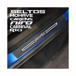 4PCS Car Sill Stickers Auto Decorative Accessories Carbon Fiber Decal compatible for KIA RIO PICANTO CARENS CARNIVAL CERATO K5 MOHAVE NIRO