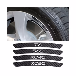 4Pcs Car Wheel Hub Rim Stickers Carbon Fiber Decals compatible for Volvo XC90 XC60 T6 S60 XC40 V40 V60 V50 S40 AWD V90 S90 Car Accessories