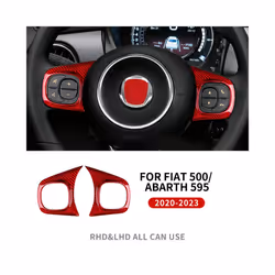 Real Hard Carbon Fiber Sticker compatible for Fiat 500 Abarth 595 2020 2021 2022 2023 Car Steering Wheel Button Interior Trim ...