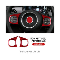 Real Hard Carbon Fiber Sticker compatible for Fiat 500 Abarth 595 2020 2021 2022 2023 Car Steering Wheel Button Interior Trim Accessories