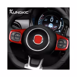 Real Hard Carbon Fiber Sticker compatible for Fiat 500 Abarth 595 2020 2021 2022 2023 Car Steering Wheel Button Interior Trim Accessories