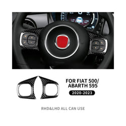 Real Hard Carbon Fiber Sticker compatible for Fiat 500 Abarth 595 2008-2023 Car Center Steering Wheel Interior Trim Accessories Black Red