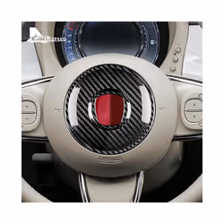 Real Hard Carbon Fiber Sticker compatible for Fiat 500 Abarth 595 2008-2023 Car Center Steering Wheel Interior Trim Accessories Black Red