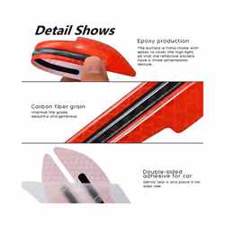 2Pcs Reflective Car Stickers Rearview Mirror Protection Stickers Collision Protection Strips Universal Auto Exterior Accessories