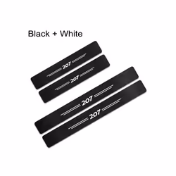 4PCS Auto Decorative Car Door Sill Stickers Scuff Plate Guards compatible for Peugeot 207 Door Threshold Carbon Fiber Protect ...