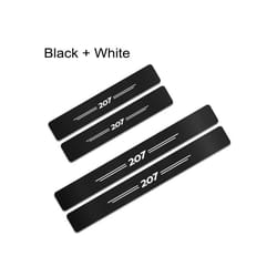 4PCS Auto Decorative Car Door Sill Stickers Scuff Plate Guards compatible for Peugeot 207 Door Threshold Carbon Fiber Protector Accessories
