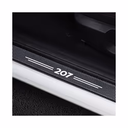 4PCS Auto Decorative Car Door Sill Stickers Scuff Plate Guards compatible for Peugeot 207 Door Threshold Carbon Fiber Protector Accessories