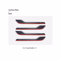 Carbon Fiber Car Door Handle Sticker compatible for Tes-la Model 3 Model Y 2019-2023 Door Wrap Cover Paste Trim AutoTuning Ac ...