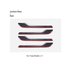 Carbon Fiber Car Door Handle Sticker compatible for Tes-la Model 3 Model Y 2019-2023 Door Wrap Cover Paste Trim AutoTuning Accessories
