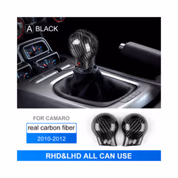AIRSPEED Real Carbon Fiber Cover compatible for Chevrolet Camaro 2010 2011 2012 Car Gear Head Shift Knob Interior Trim Access ...