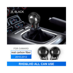AIRSPEED Real Carbon Fiber Cover compatible for Chevrolet Camaro 2010 2011 2012 Car Gear Head Shift Knob Interior Trim Accessories