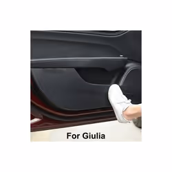 QHCP Carbon Fiber Door Anti kick Sticker Car Door Anti-dirty Pad Mat Protection compatible for Alfa Romeo Giulia Stelvio Inte ...