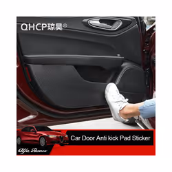 QHCP Carbon Fiber Door Anti kick Sticker Car Door Anti-dirty Pad Mat Protection compatible for Alfa Romeo Giulia Stelvio Interior Accessory