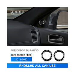 Real Carbon Fiber Sticker compatible for  Durango 2011-2022 Car Horn Sound Circle Interior RHD LHD Decoration Accessories Car Styling