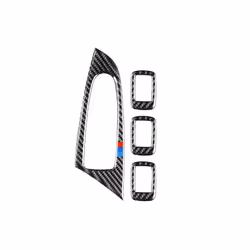 compatible for  X3 F25 X4 F26 Carbon Fiber Car Window Switch Lifter Control Panel Frame Decoration Refit Stickers Interior Accessories
