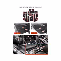 compatible for Honda Jazz Fit 2014~2019 2016 2017 2018 Rubber Anti-slip Mat Door Groove Cup pad Gate slot Coaster Interior Car Accessories